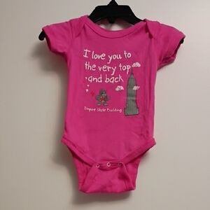Rabbit Skins Hot Pink Baby One-Piece with Empire State Building Graphic